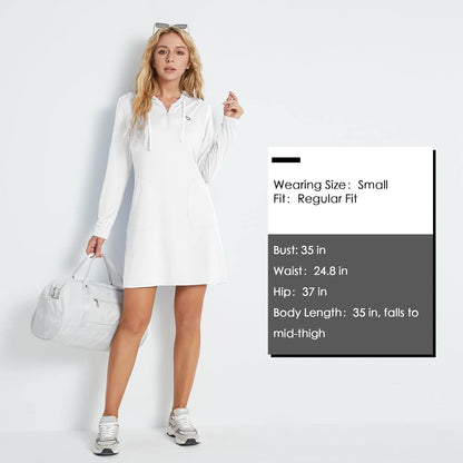 Women'S Long Sleeve Zip Beach Coverup UPF 50+ Sun Protection Hooded Cover up Shirt Dress with Pockets