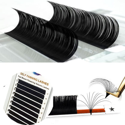 Volume Eyelash Extensions 0.05/0.07 Easy Fan Volume CC/D Curl | 8-15Mm Length | Easy Fan Volume Lashes 2D-20D Self Fanning Volume Lashes Long Lasting Blooming Lashes(0.05 CC 14Mm)