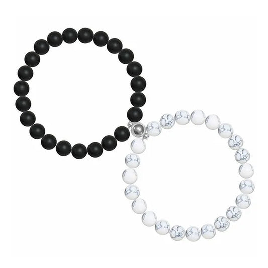 Black Frosted White Turquoise Couple Bracelet Magnet Attraction Beaded Bracelet Set A Pair of Bracelets Fashion Beaded Men's and Women's Bracelets