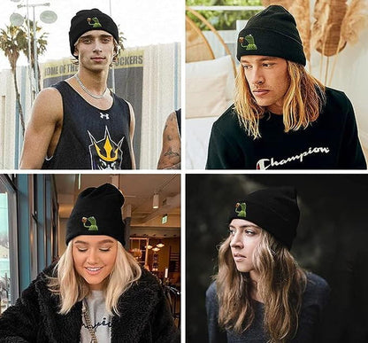 Funny Beanies Hat, Men'S and Women'S Winter Warm Black Fashion Cool Embroidered Knit Hat