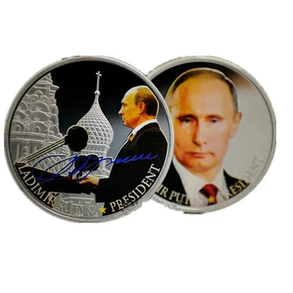 3 Pcs Putin the President of Russia Iron Core Silver Plated Souvenir Coin Badge - WORLD TIME VISITS