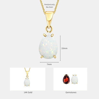 14K Gold Opal Pendant for Women - Gold Pendant -Teardrop Pendant - Gold Dainty Pendant - Solid Gold Pendant - Dainty Gold Pendant - Wedding Pendant for Brides - Opal Jewelry