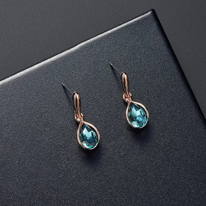 3 Pcs/set Elegant Luxury Design Wedding Earrings Rose Gold Necklace Earrings Crystal Pendant Set Jewelry Set