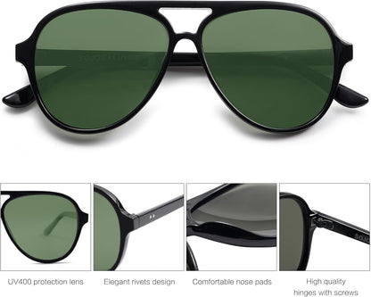 Classic Polarized Aviator Sunglasses for Women Men, Retro Trendy Aviators Shades SJ2201