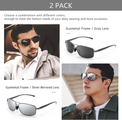 Ultra Lightweight Rectangular Polarized Sunglasses UV400 Protection
