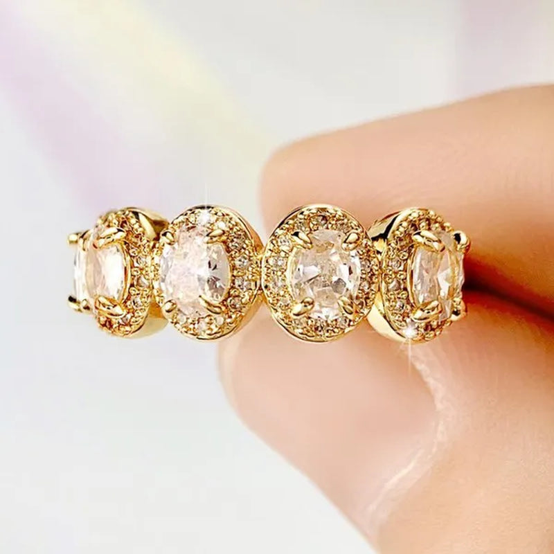 Trendy 925 Sterling Silver 5 Stone White Sapphire Diamond Rings for Women Bridal Romantic Proposal Ring Jewelry