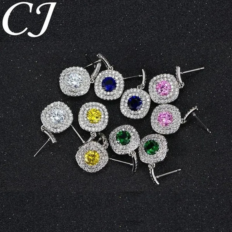 CANDICE 1 Set White Gold Plated Jewelry Set Full Clear CZ Crystal Pendant Necklace Earrings Sets with YELLOW Zirconia Stone