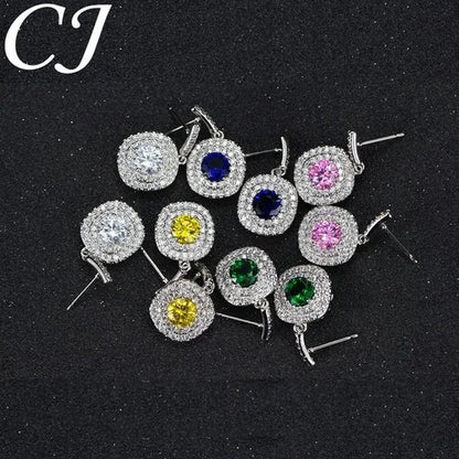 CANDICE 1 Set White Gold Plated Jewelry Set Full Clear CZ Crystal Pendant Necklace Earrings Sets with YELLOW Zirconia Stone