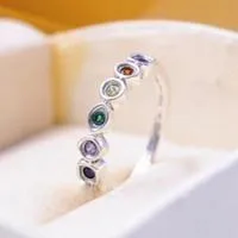 925 Sterling Silver Infinity Stones Ring with Colorful CZ for Women