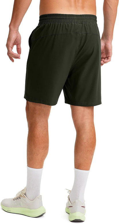 Men'S 2 in 1 Running Shorts with Liner 7 Inch Training Gym Athletic Workout Shorts for Men with Zipper Pockets