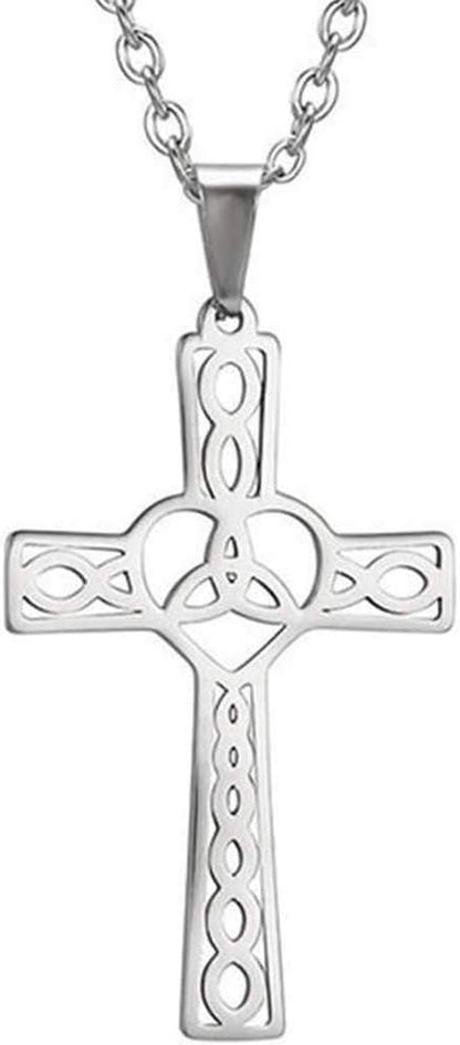 Stainless Steel Celtic Infinity Knot Christian Cross Religious Pendant Necklace - WORLD TIME VISITS