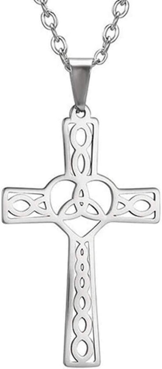 Stainless Steel Celtic Infinity Knot Christian Cross Religious Pendant Necklace - WORLD TIME VISITS