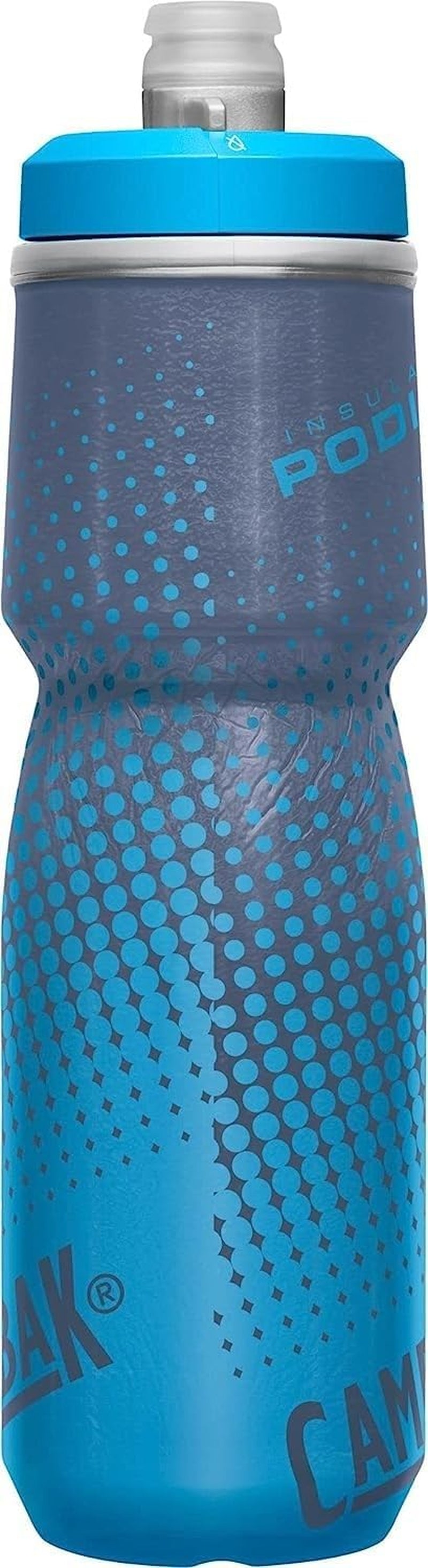 Podium Chill Insulated Bike Water Bottle - Easy Squeeze Bottle - Fits Most Bike Cages - 24Oz, Blue Dot