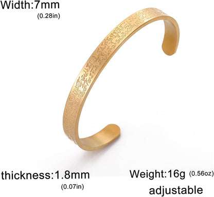 Ayatul Kursi Bracelet for Women Men Muslim Quran Allah Openable Bangles Arabic Calligraphy Cuff Bracelet Islam Eid Islamic Jewelry Gifts
