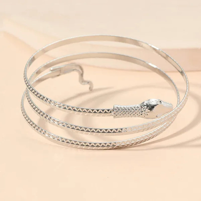 Metal Arm Cuff Upper Arm Bracelet Band for Women Gold Silver Color Armlet Snake Armband Adjustable Arm Cuff Bangle POE