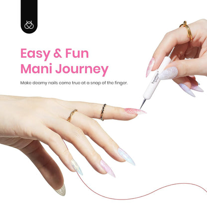 Beetles Pearl Gel Nail Polish 6 Colors Shimmer Glitter White Pink Blue Nail Polish Mermaid Gel Soak off Uv Led Spring Summer Gel Polish Swirl Thread Effect DIY Manicure Art Gift for Women