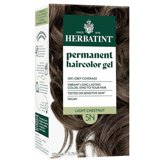 Permanent Hair Dye for Women - 5N Light Chestnut - for up to 100% Gray Coverage of Resistant Gray Hair - Ammonia-Free, Alcohol-Free & Vegan - Salon Influenced Hair Color 5.75 Fl Oz - WORLD TIME VISITS