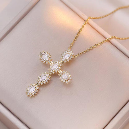 Gold Cross Necklace for Women - Handmade CZ Dainty Faith Pendant Necklace, 18K Plated Hypoallergenic Jewelry Gifts