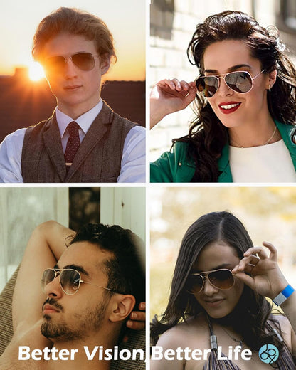 Polarized Aviator Sunglasses for Women Men, UV400 Protection Lens and Lightweight Metal Pilot Frame