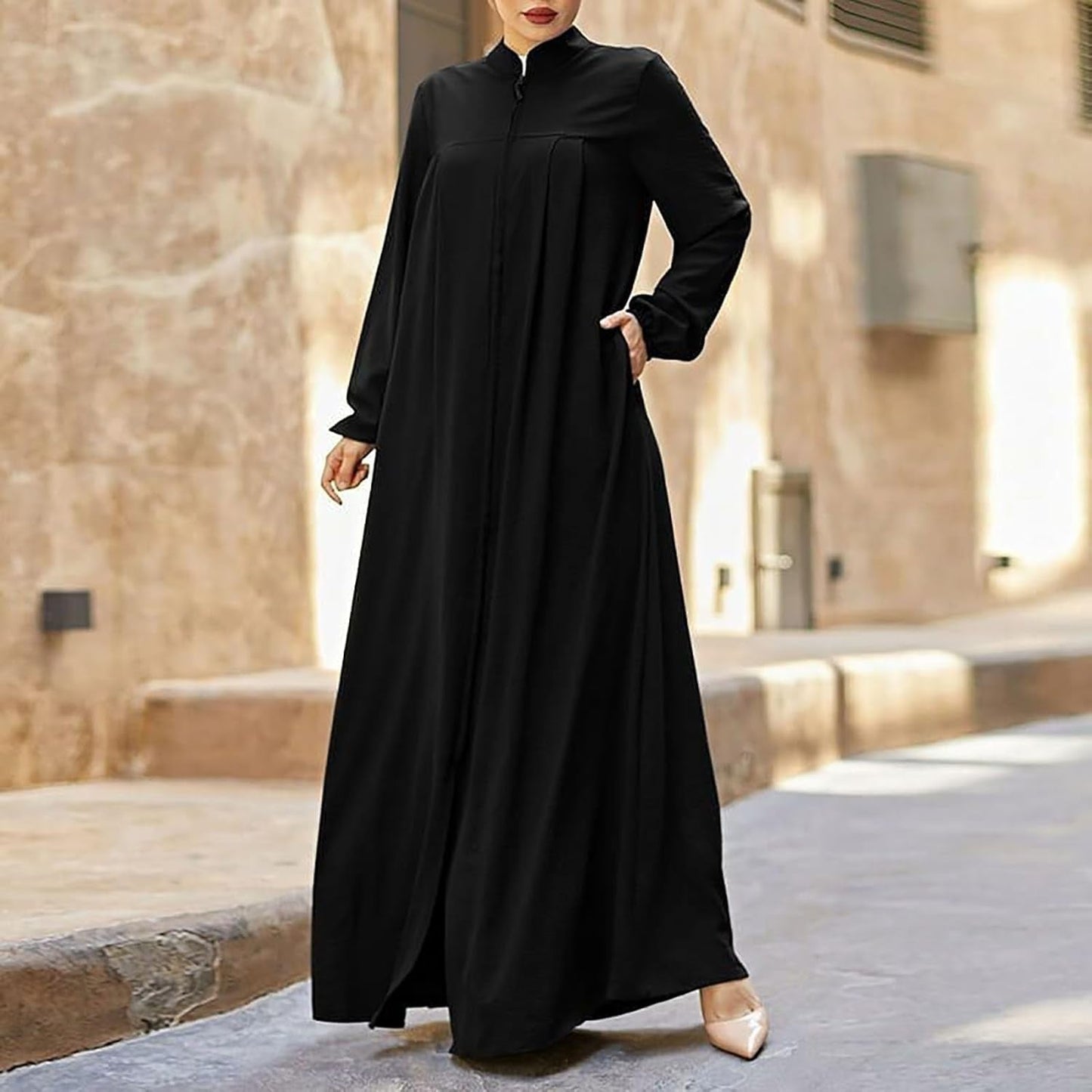 Women'S Chiffon Kaftan Abaya Dress Muslim Long Sleeve Self Tie Flowy Maxi Dress Abaya Casual Dress Dubai Outfits
