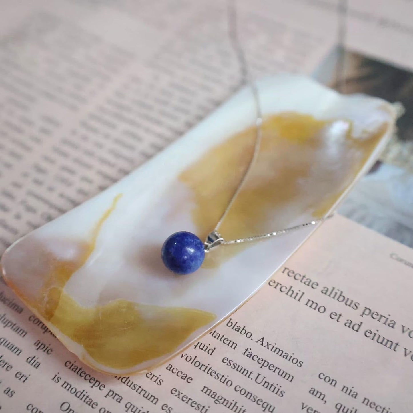 Adjustable 925 Sterling Silver Plated with 18K White Gold Lapis Lazuli Necklace for Women - Handmade Crystal Pendant Jewelry | December Birthstone(Lapis-Lazuli)