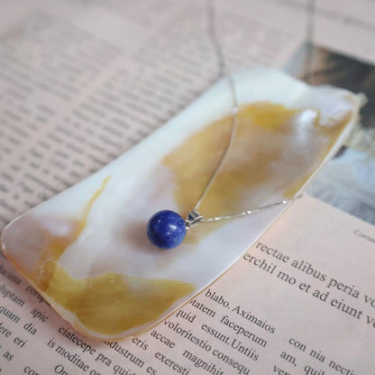 Adjustable 925 Sterling Silver Plated with 18K White Gold Lapis Lazuli Necklace for Women - Handmade Crystal Pendant Jewelry | December Birthstone(Lapis-Lazuli)