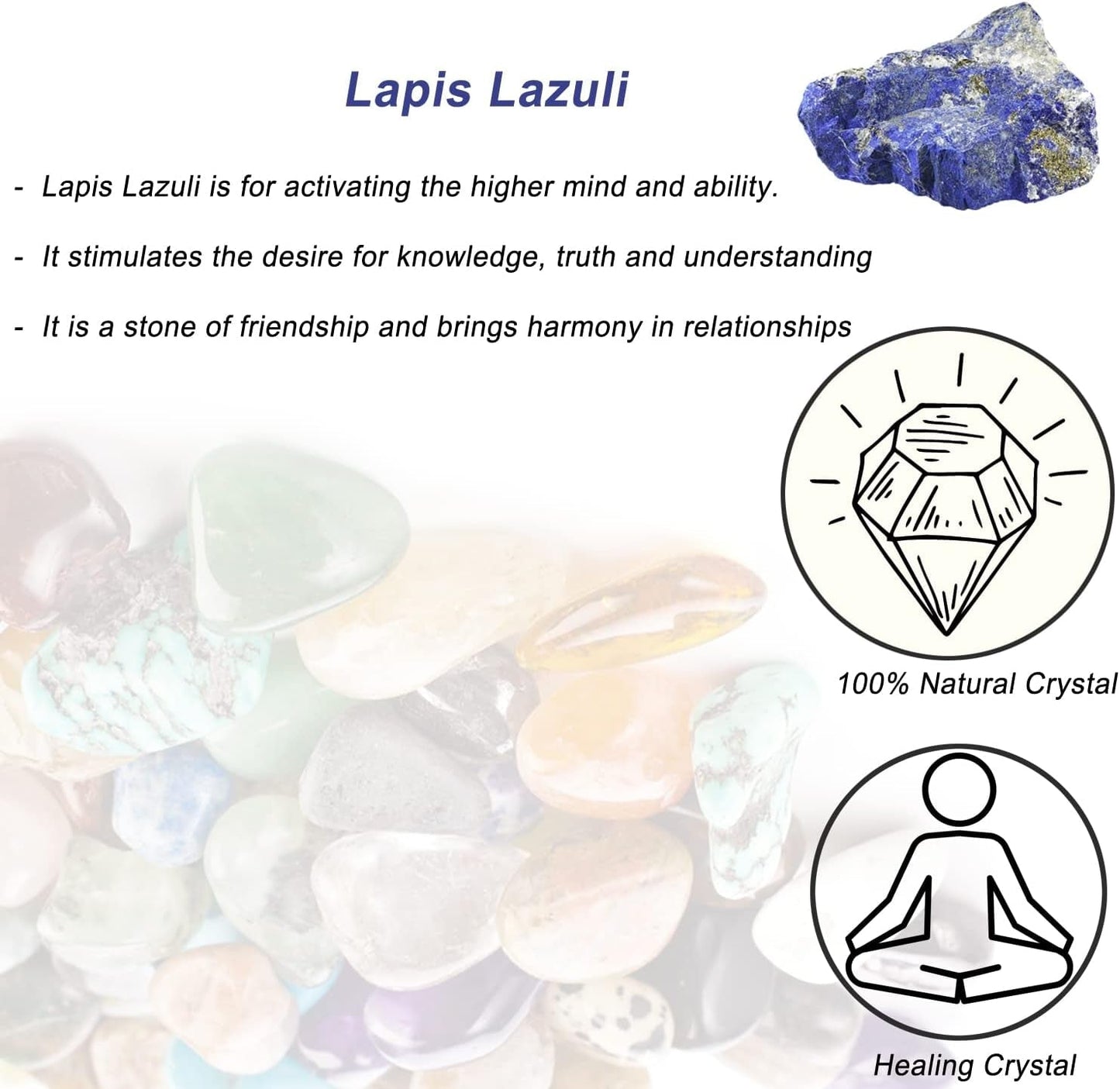 Lapis Lazuli Raw Crystals, Large 1.25-2.0" Healing Crystals Natural Rough Stones Crystal for Tumbling, Cabbing, Fountain Rocks, Decoration, Polishing, Wire Wrapping, Wicca & Reiki