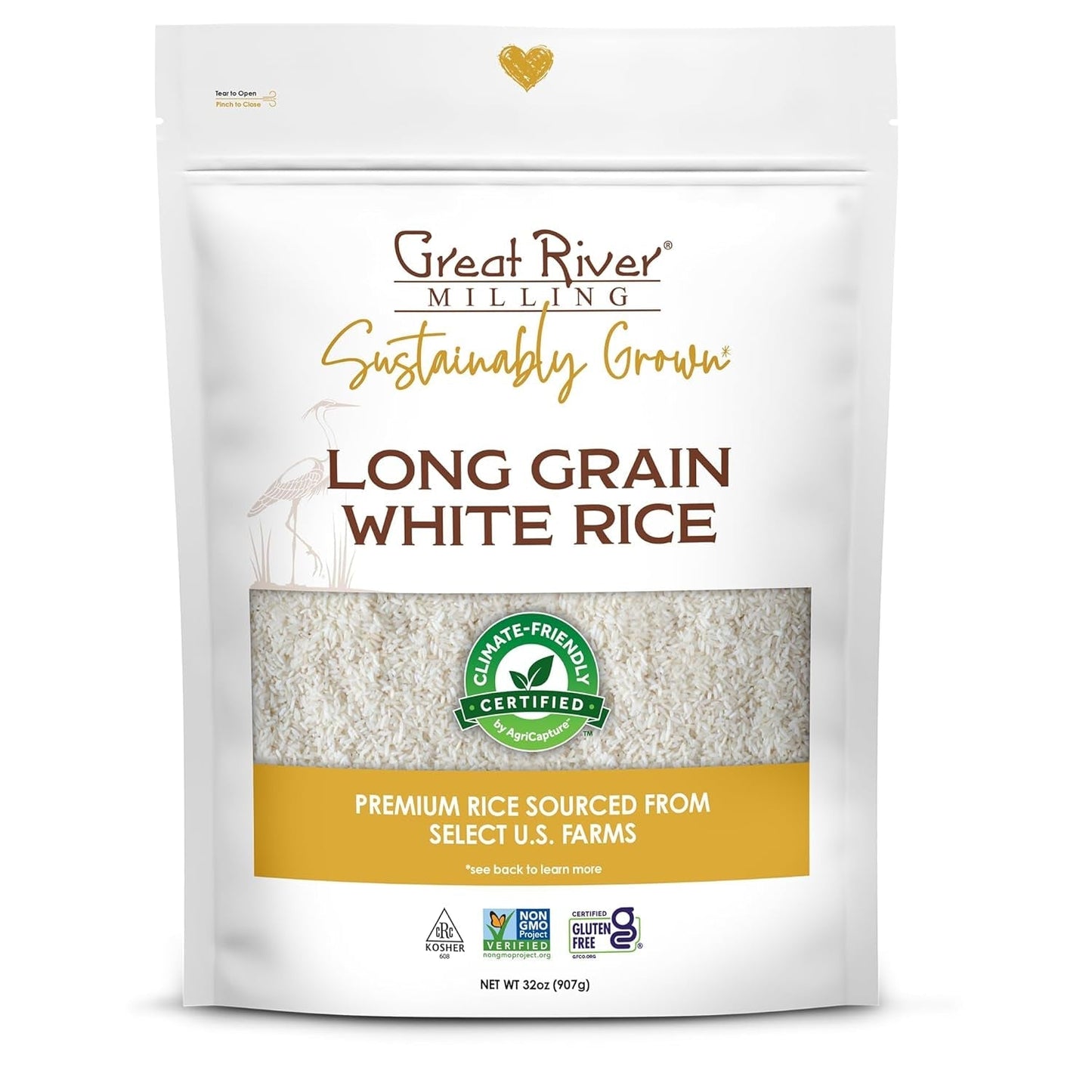 Climate Friendly White Rice, Long Grain White Rice Cooker Ready, Gluten Free, Vegan, Kosher, Vegetarian, Non-Gmo, Plant Based, US Sustainably Grown, 2Lb. Resealable Bag (Pack of 3) (Packaging May Vary)