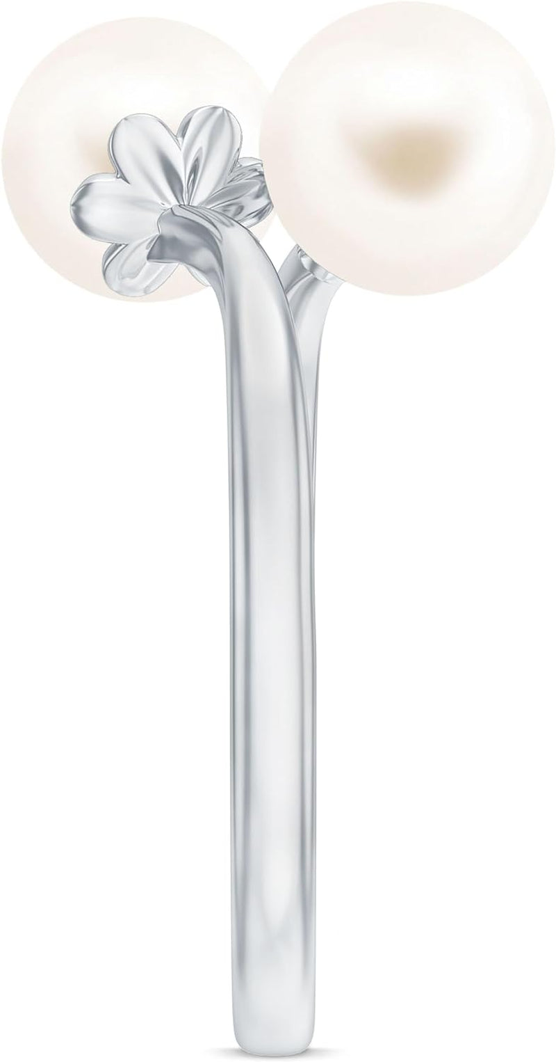 Real Freshwater Pearl Toi Et Moi Wrap Style Cocktail Ring, 7 MM, AAA Quality, June Birthstone Jewelry for Women