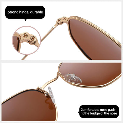 Polarized Hexagon Sunglasses for Women Men Polygon Square Sun Glasses UV400 Protection Metal Frame