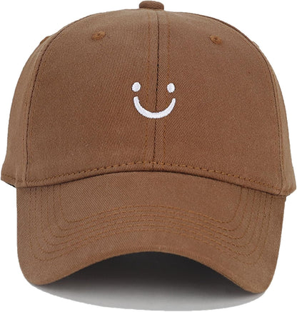 Smile Face Baseball Cap for Women Men Adjustable Low Profile Unstructured Cotton Dad Hat