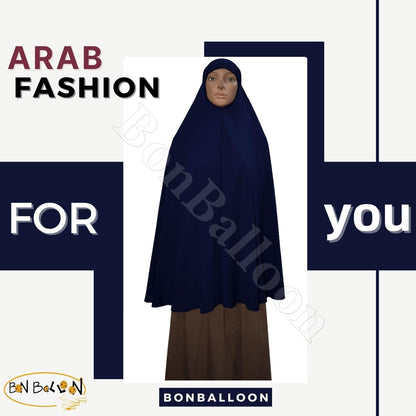 Dark Blue Extra Long 42 Khimar Amira Hijab Hejab Abaya Niqab Burqa Burkas Veil Eid Islamic Modest Muslim Islam Face Cover Dress Clothing Muslim Women Abaya Jilbab Prayer Overhead, Black