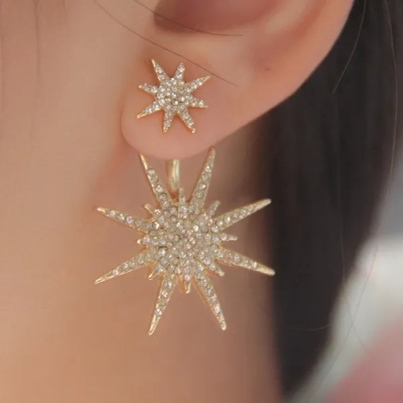 Sparkling Hexagram Snowflake White Sapphire Fission Stud Earrings Charms Bride Jewelry Christmas Gifts