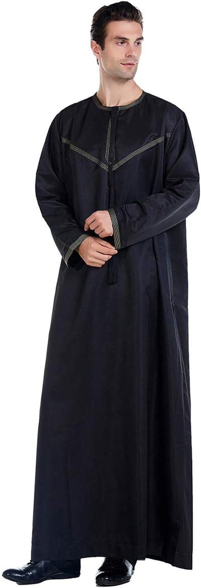 Men'S Muslim Clothes Durable Kaftan Robe Dubai Long Gown Ethnic Clothes,1Pc Soft Robe