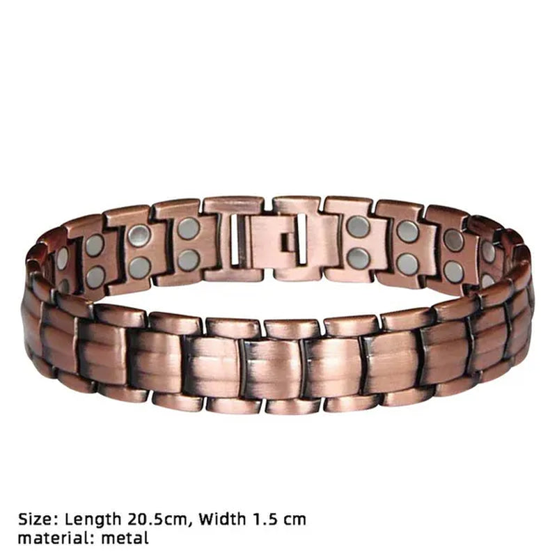 Red Copper Double Strong Magnetic Therapy Bracelet For Arthritis Pain Relief Health Care Energy Magnetic Male Gift