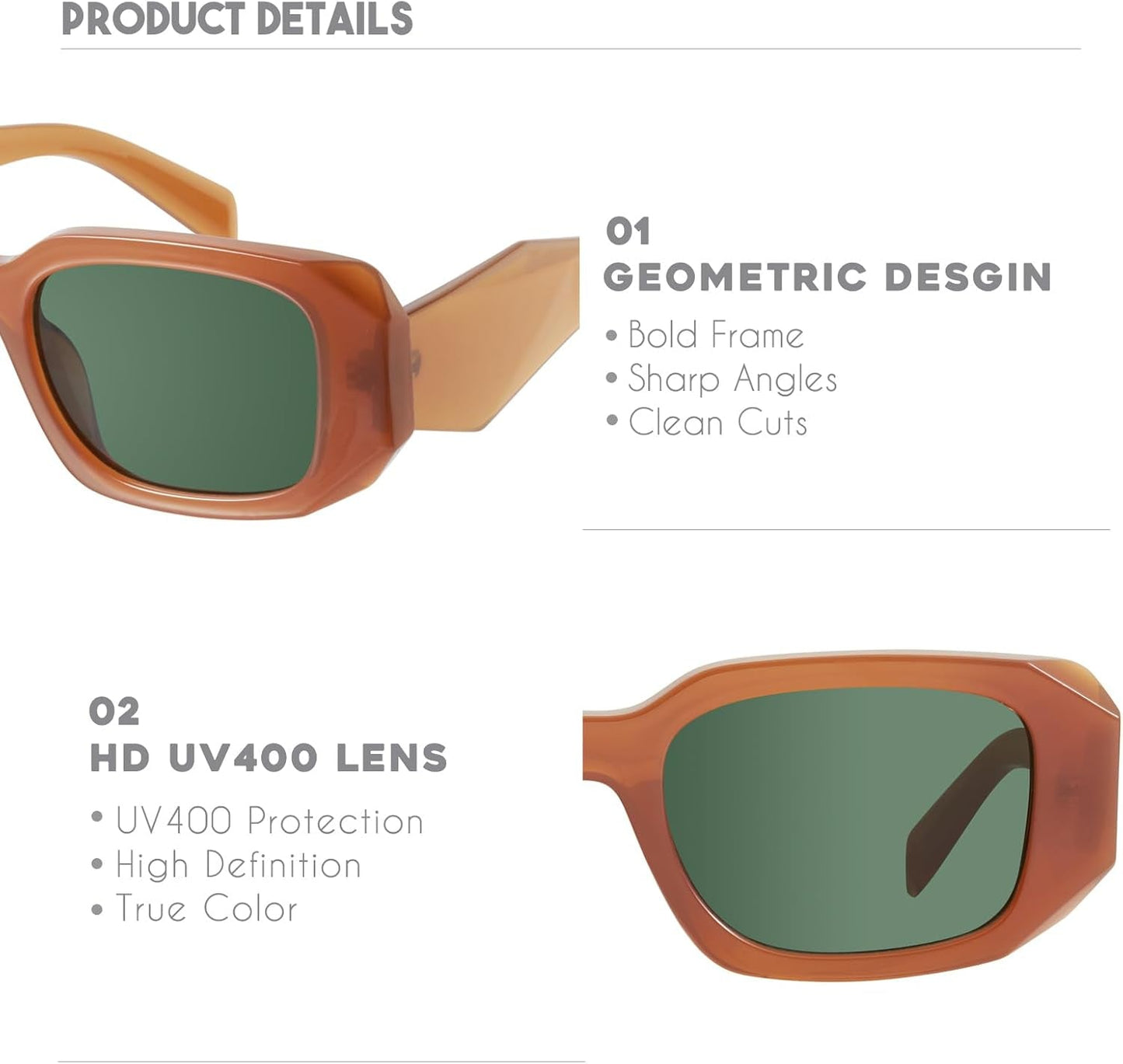 Trendy Rectangle Sunglasses for Women Men-Goulding
