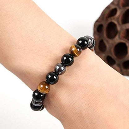Triple Protection Bracelet - for Protection - Bring Luck and Prosperity - Hematite - Black Obsidian - Tiger Eye - Stone Bracelet
