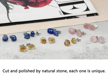 Lapis Lazuli Stud Earrings, Small Earrings for Second Hole, Everyday Earrings for Women, December Birthstone Jewelry for Men