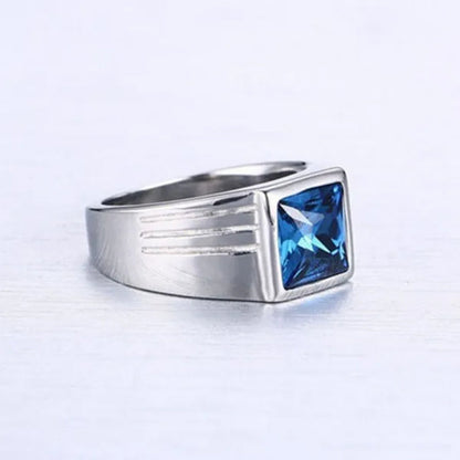New Jewellery 925 Silver Filled Blue Sapphire Men Ring Set Gift Size 7/8/9/10/11/12/13/14
