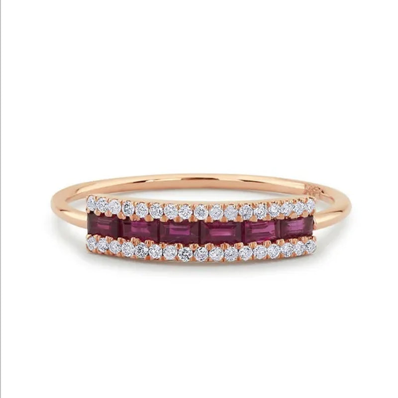 New Women Fashion White Sapphire/Ruby  Ring Gold-plated  Jewelry Size 6-10