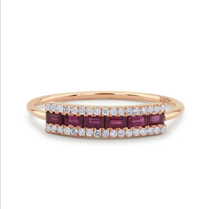 New Women Fashion White Sapphire/Ruby  Ring Gold-plated  Jewelry Size 6-10