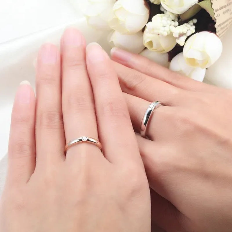 Fashion Stainless Steel Couple Ring Micro-Set Zircon Ring Simple Titanium Steel Cubic Zirconia Rings for Women