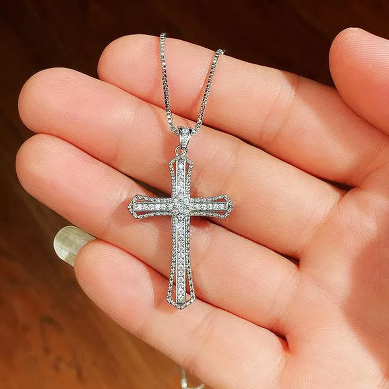 Jewelry Fashion Diamond Pendants 925 Sterling Silver Jesus Cross Necklace Ornament