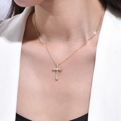 Dainty 925 Sterling Silver Cross Necklace for Women, Christian Confirmation Necklace
