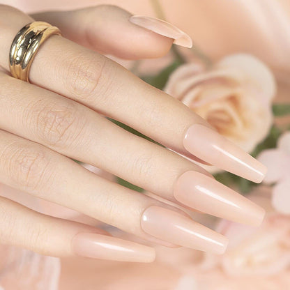 Apricot Nude Gel Nail Polish,Neutral Sheer Cream Nude LED UV Curing Requires Soak off Clear Pink Jelly French Manicure Nail Polish 1Pcs Single Bottle 15Ml for Home Salon DIY