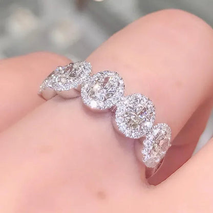 Trendy 925 Sterling Silver 5 Stone White Sapphire Diamond Rings for Women Bridal Romantic Proposal Ring Jewelry