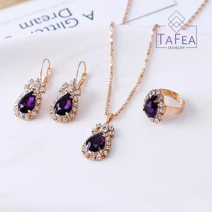 4 Pieces / Set Luxury Necklace Set Engagement Ring Earrings Pendant Beautiful  Wedding Jewelry Set