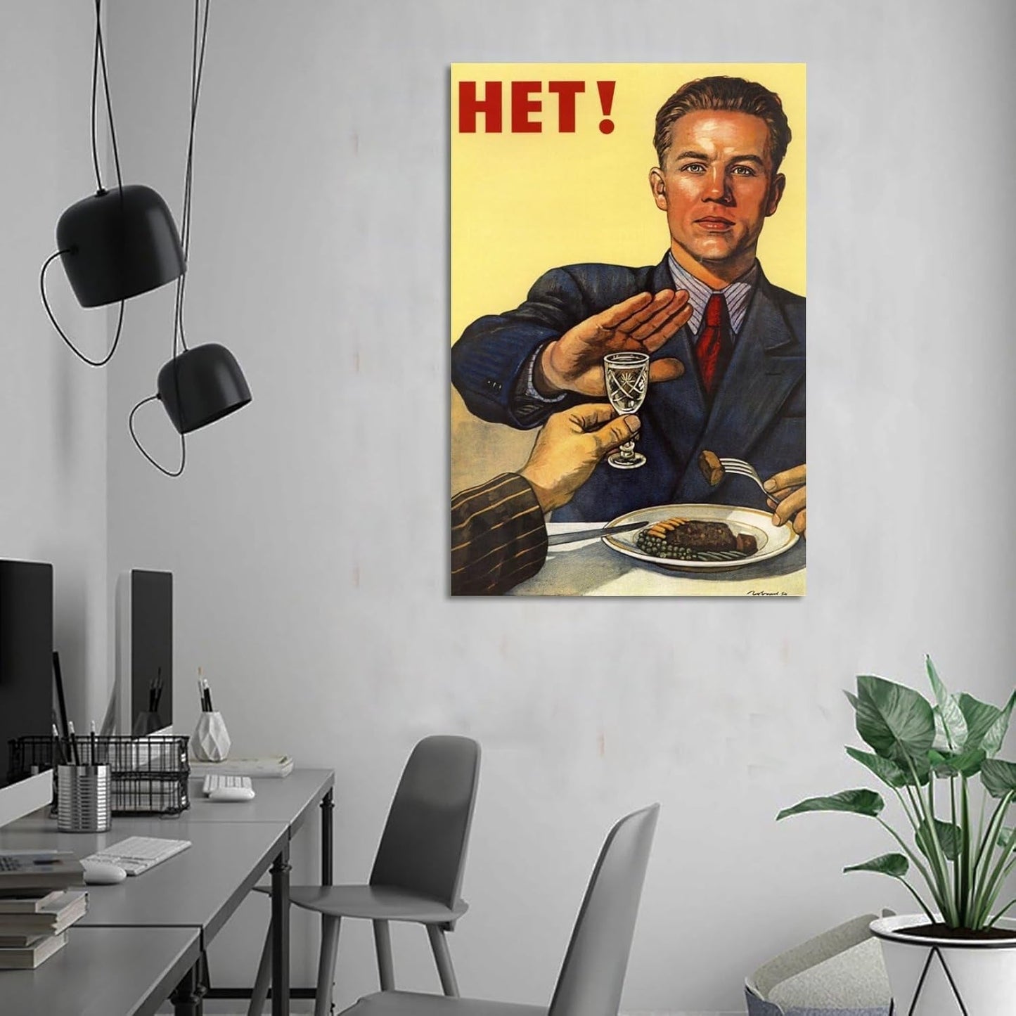 No Alcohol Communist Propaganda Russian Legacy Canvas Art Poster and Wall Art Picture Print Modern Family Bedroom Decor Posters 12X18Inch(30X45Cm)