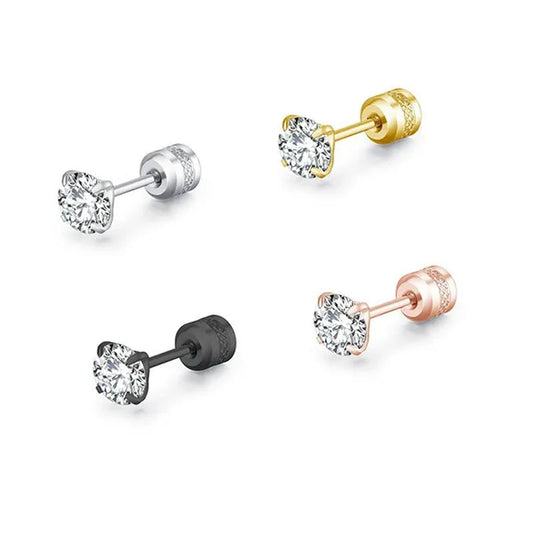 2Pc/Pair New Fashion Crystal Zircon Stainless Steel Stud Earrings Elegant Jewelry for Women