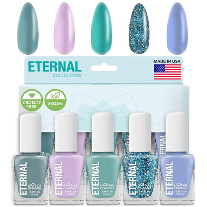 Glitter Nail Polish Set for Women (UNDER the SEA) - Ocean Blue Nail Polish Set for Girls | Quick Dry & Long Lasting Nail Polish Kit for Home DIY Mani Pedi | Made in Usa,13.5Ml (Set of 5)